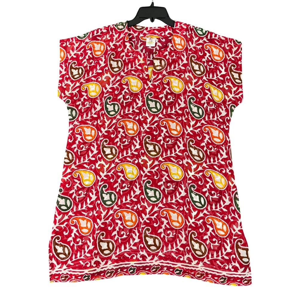 Rima Beachwear Tunic Dress‎ Womens L Paisley Print Resort Boho Vacation Wear